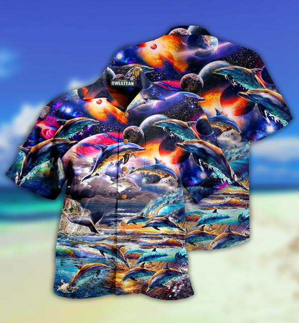 Dolphin Into The Galaxy Limited - Hawaiian Shirt Hawaiian Shirt For Men