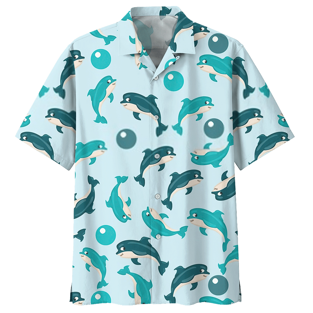 Dolphin Playing Ball Aloha Hawaiian Shirt Colorful Short Sleeve Summer Beach Casual Shirt For Men And Women