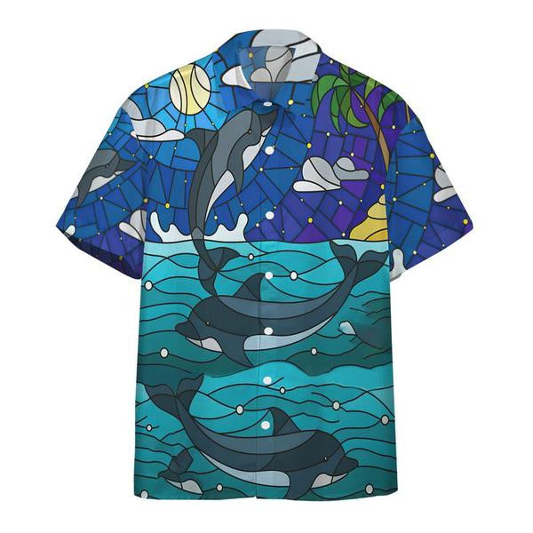 Dolphin Stained Glass Style Limited Edition - Hawaiian Shirt - Hawaiian Shirt For Men