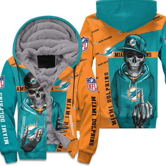 Dolphins Hip Hop Skull 3D Fleece Hoodie