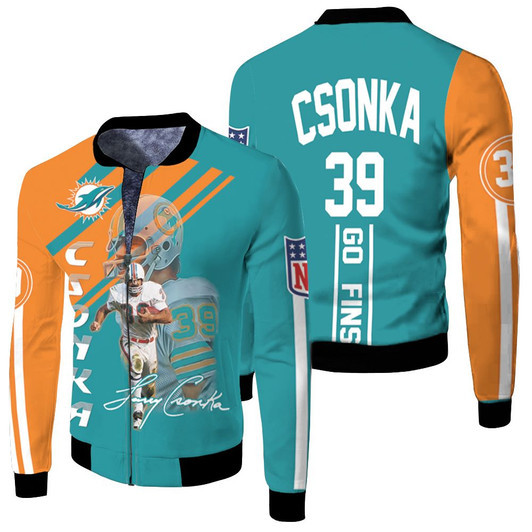 Dolphins Larry Csonka Fleece Bomber Jacket