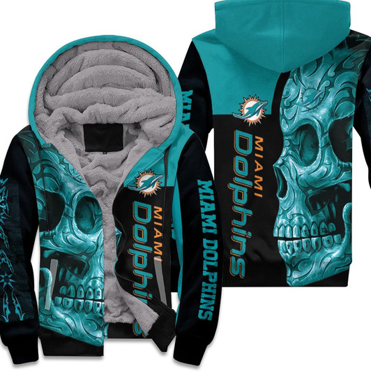 Dolphins Nfl Skull 3D Fleece Hoodie