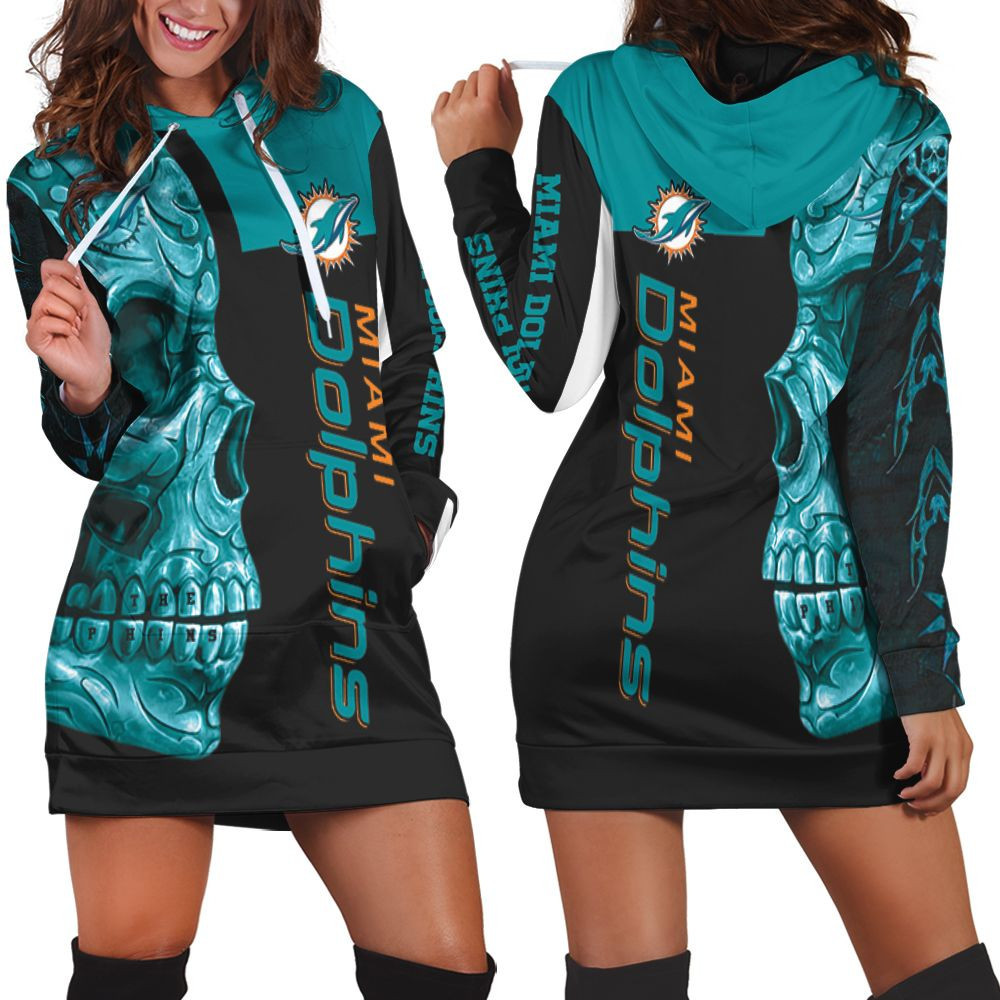 Dolphins Nfl Skull 3d Hoodie Dress Sweater Dress Sweatshirt Dress