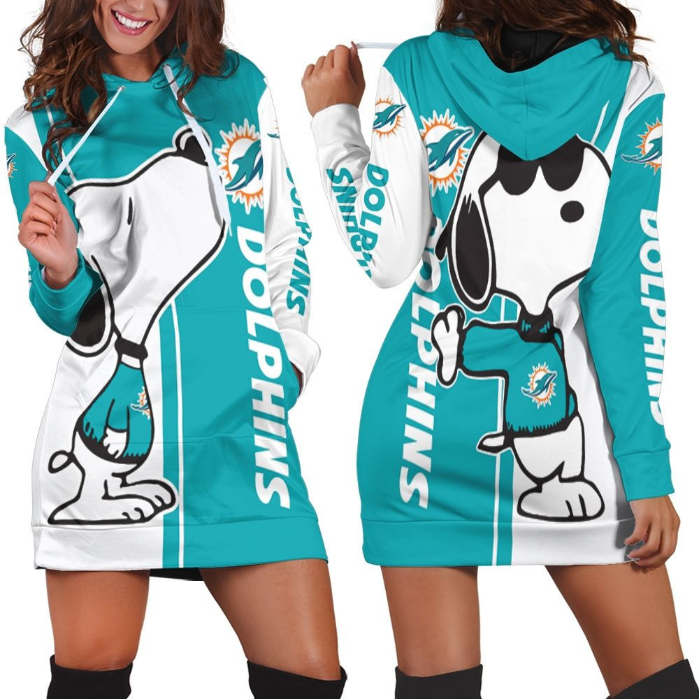 Dolphins Snoopy Lover 3d Hoodie Dress Sweater Dress Sweatshirt Dress