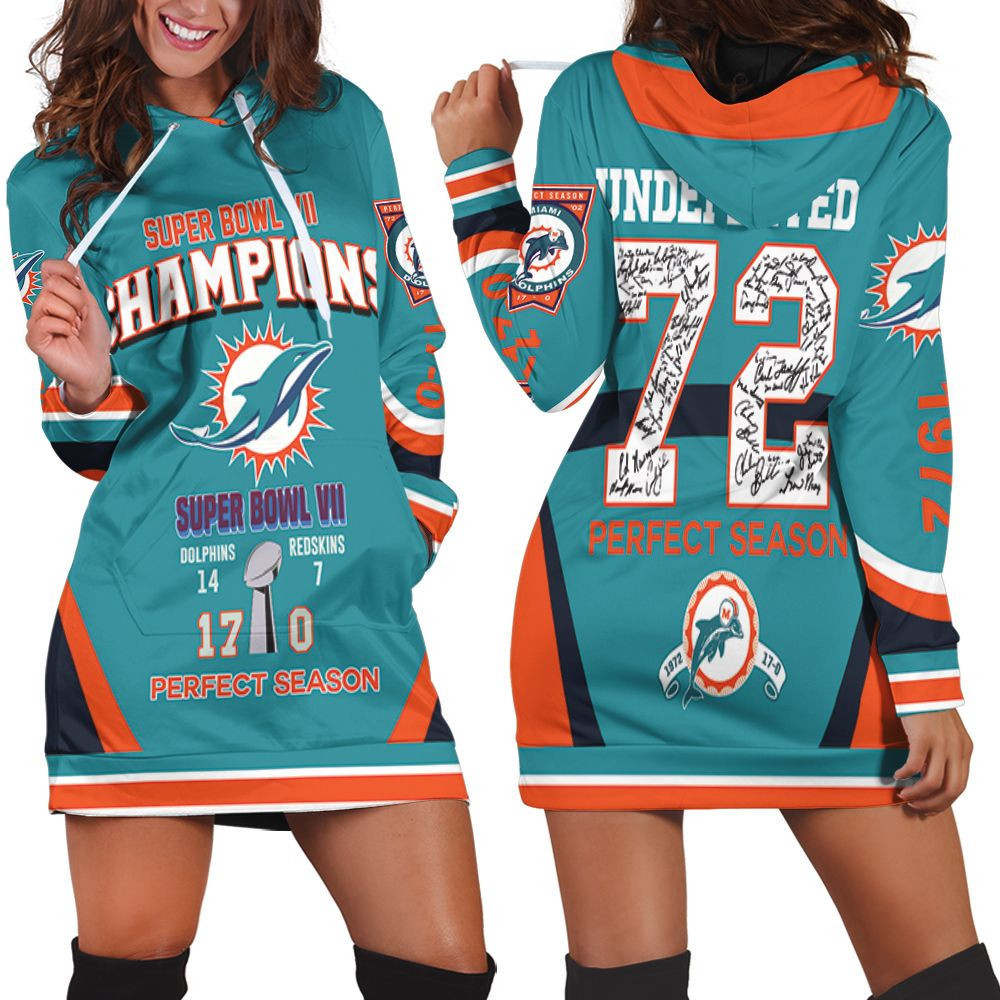 Dolphins Super Bowl Vii Champions 1972 Season Undefeated For Fan 3d Hoodie Dress Sweater Dress Sweatshirt Dress