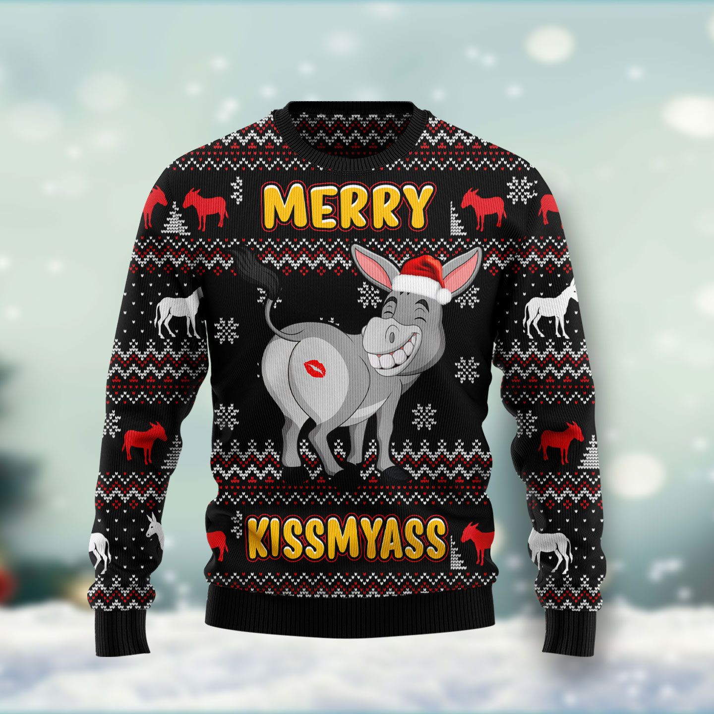 Donkey Merry Kissmyass Ugly Christmas Sweater Ugly Sweater For Men Women