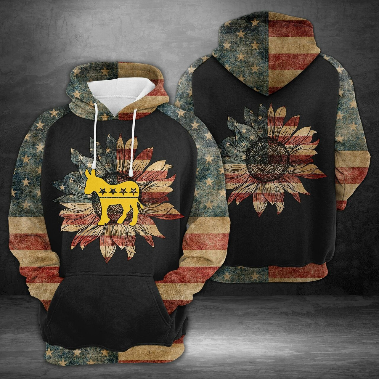 Donkey Side American Flag 3d All Over Print Hoodie