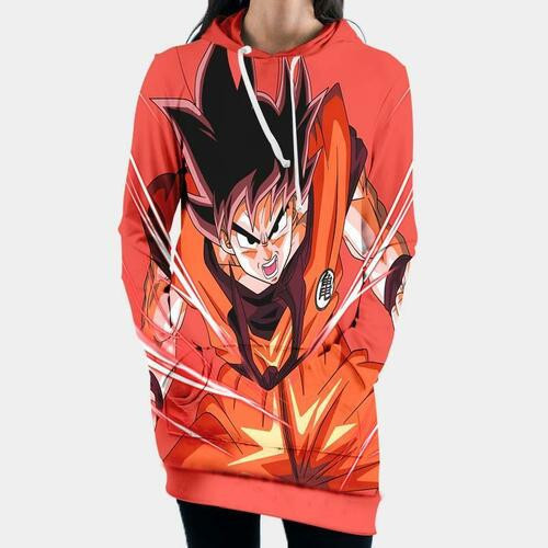 Dragon Ball Z Goku Powerstance 3d Hoodie Dress Sweater Dress Sweatshirt Dress Hoodie