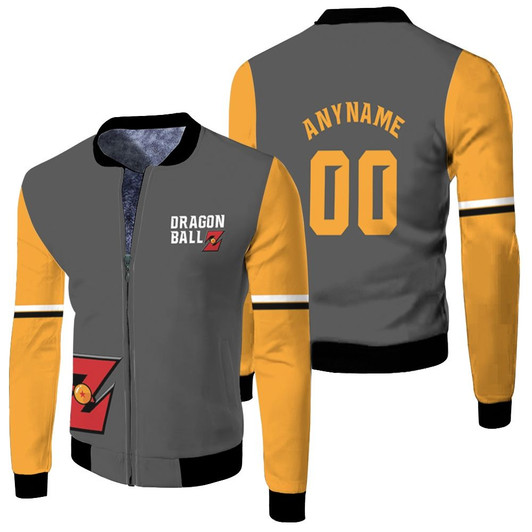 Dragon Balls Z Logo Pattern Grey Fleece Bomber Jacket