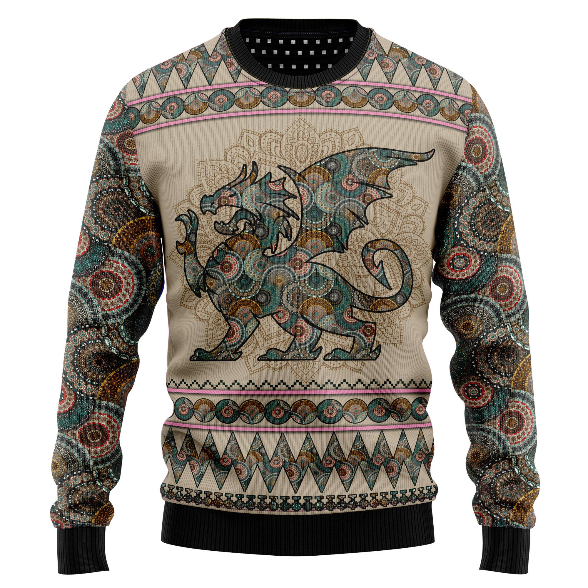Dragon Mandala Ugly Christmas Sweater, Ugly Sweater For Men Women, Holiday Sweater
