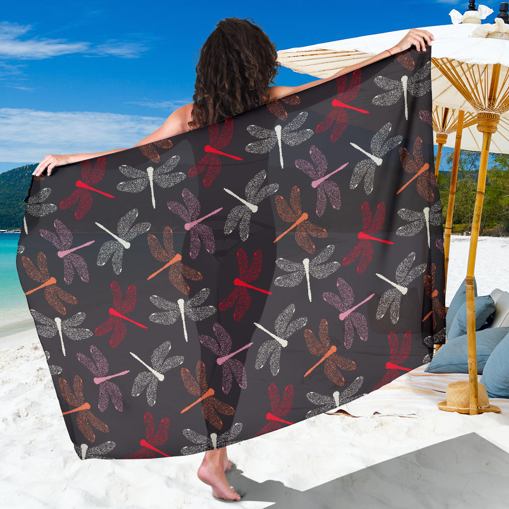 Dragonfly Pattern Print Sarong Cover Up Dragonfly Pareo Wrap Skirt Dress