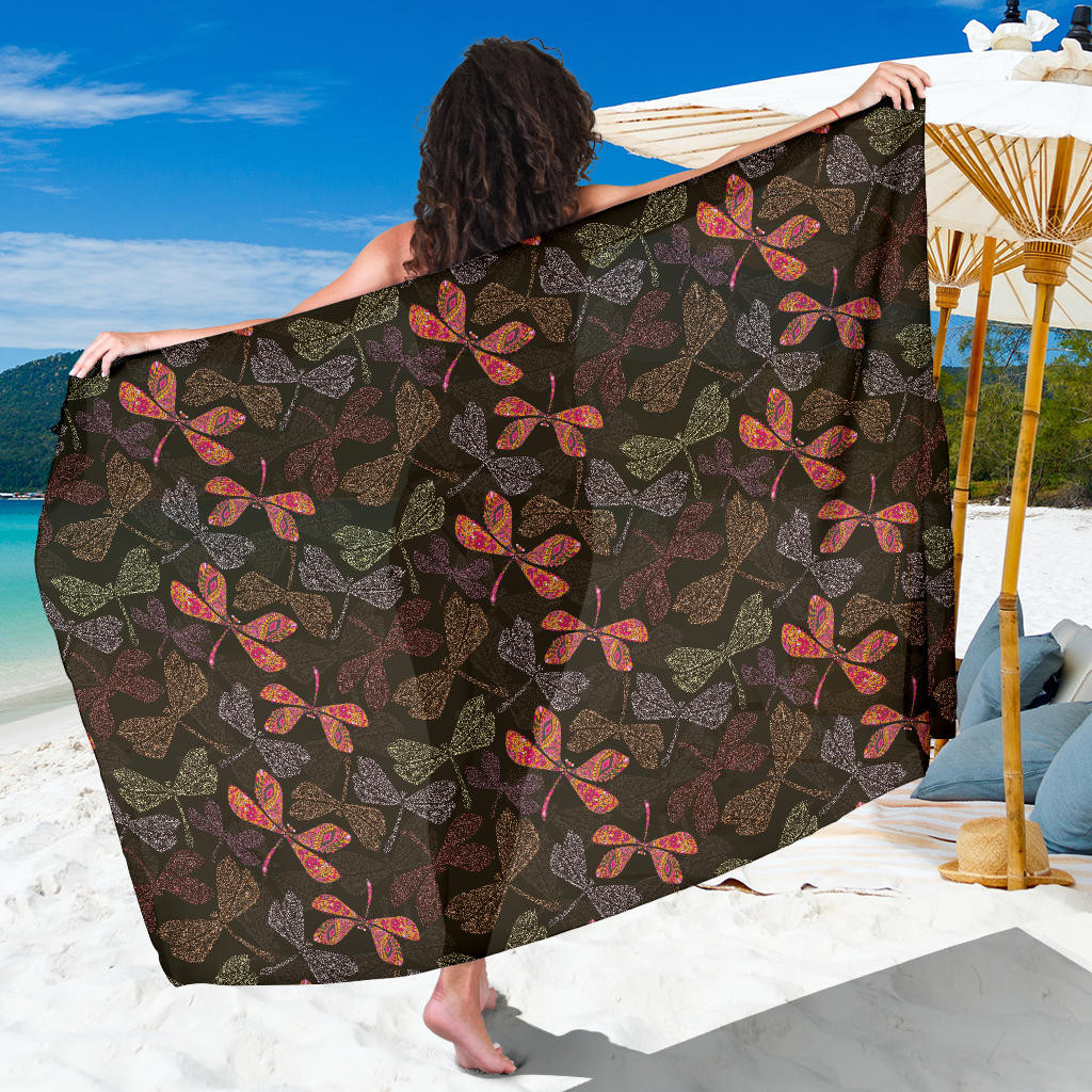 Dragonfly Pattern Print Sarong Cover Up Dragonfly Pareo Wrap Skirt Dress