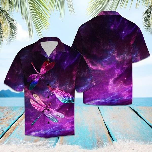 Dragonfly Purple Love Sky Edition - Hawaiian Shirt - Hawaiian Shirt For Men