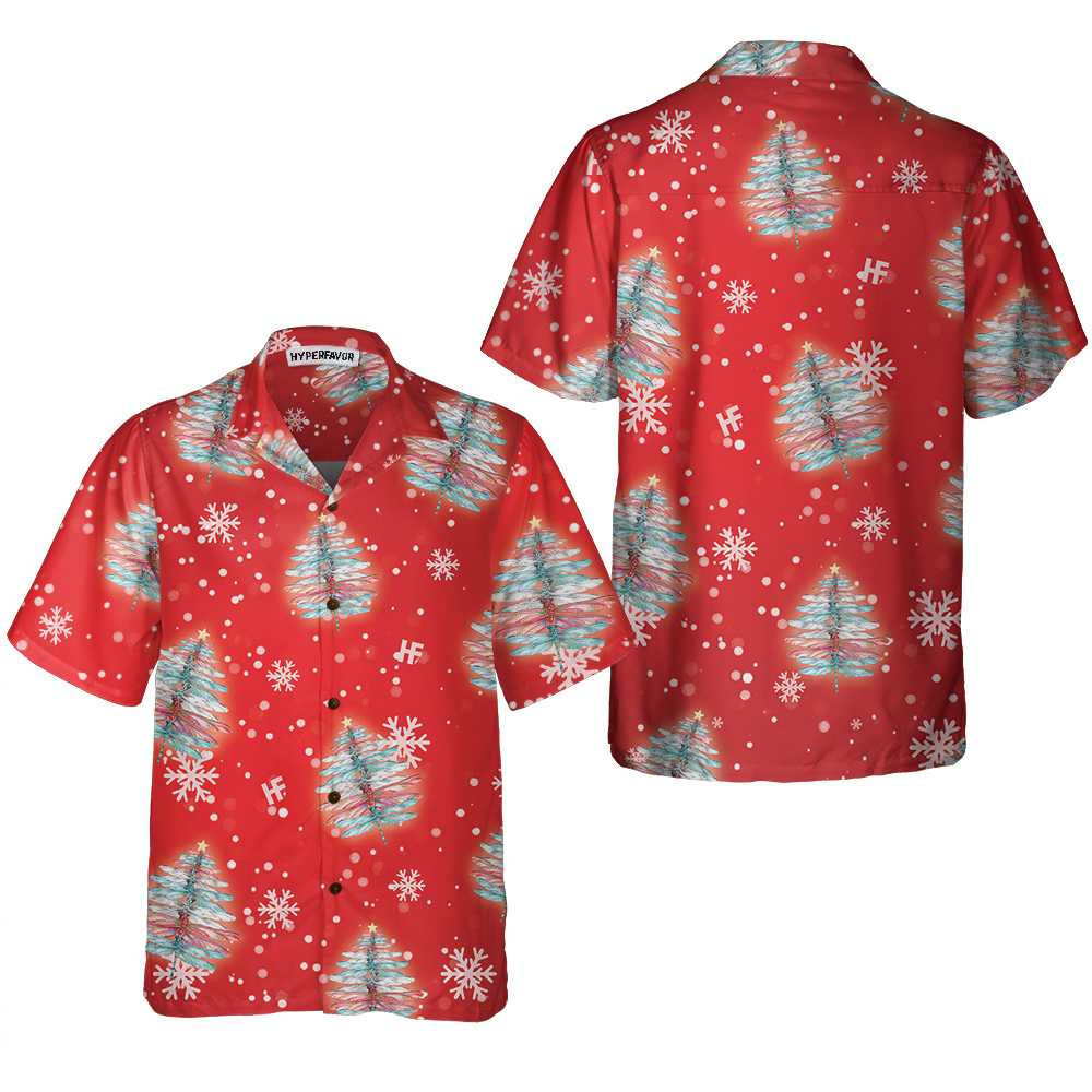 Dragonfly Shaped Christmas Tree Shirt Christmas Hawaiian Shirt