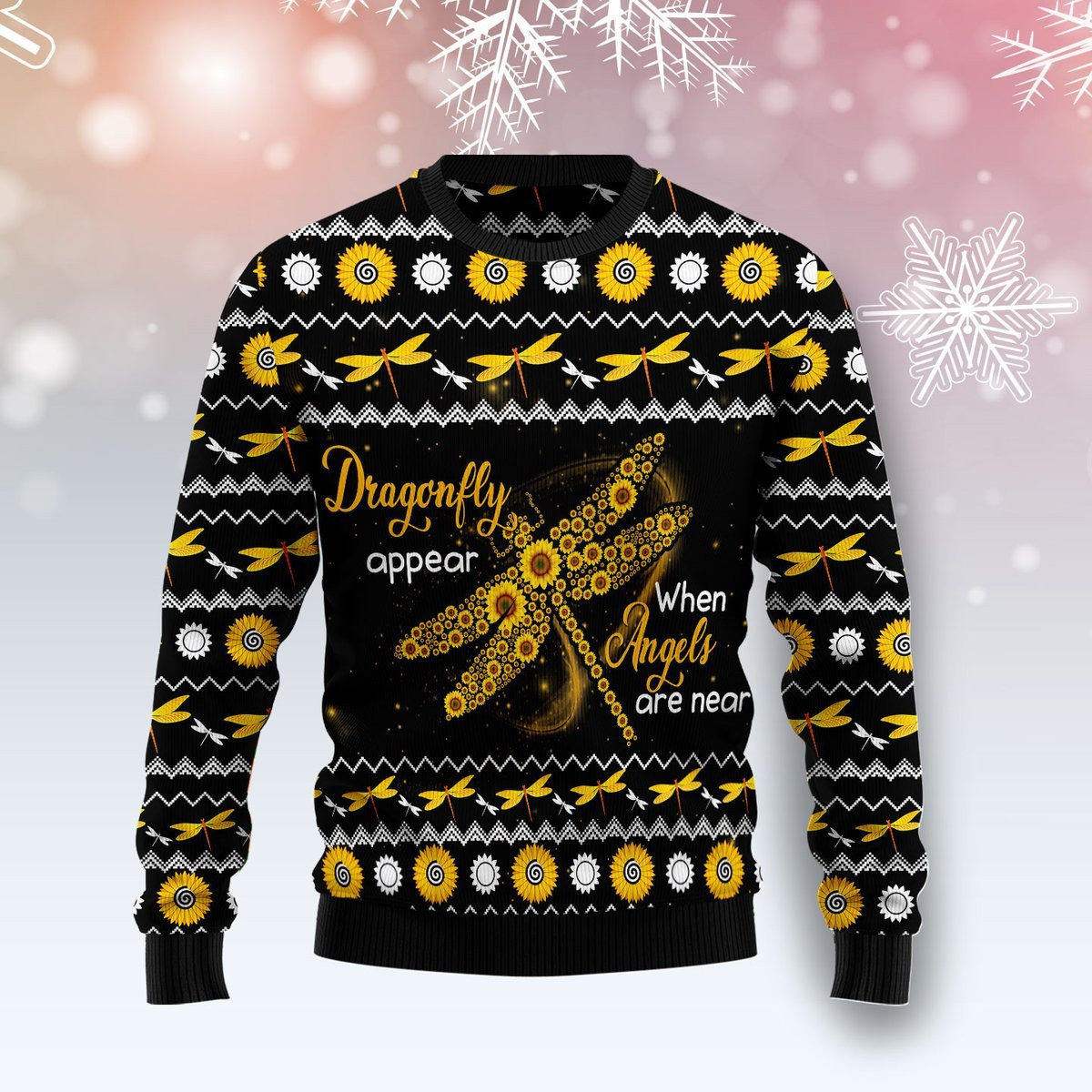 Dragonfly Sunflower Ugly Christmas Sweater Ugly Sweater For Men Women