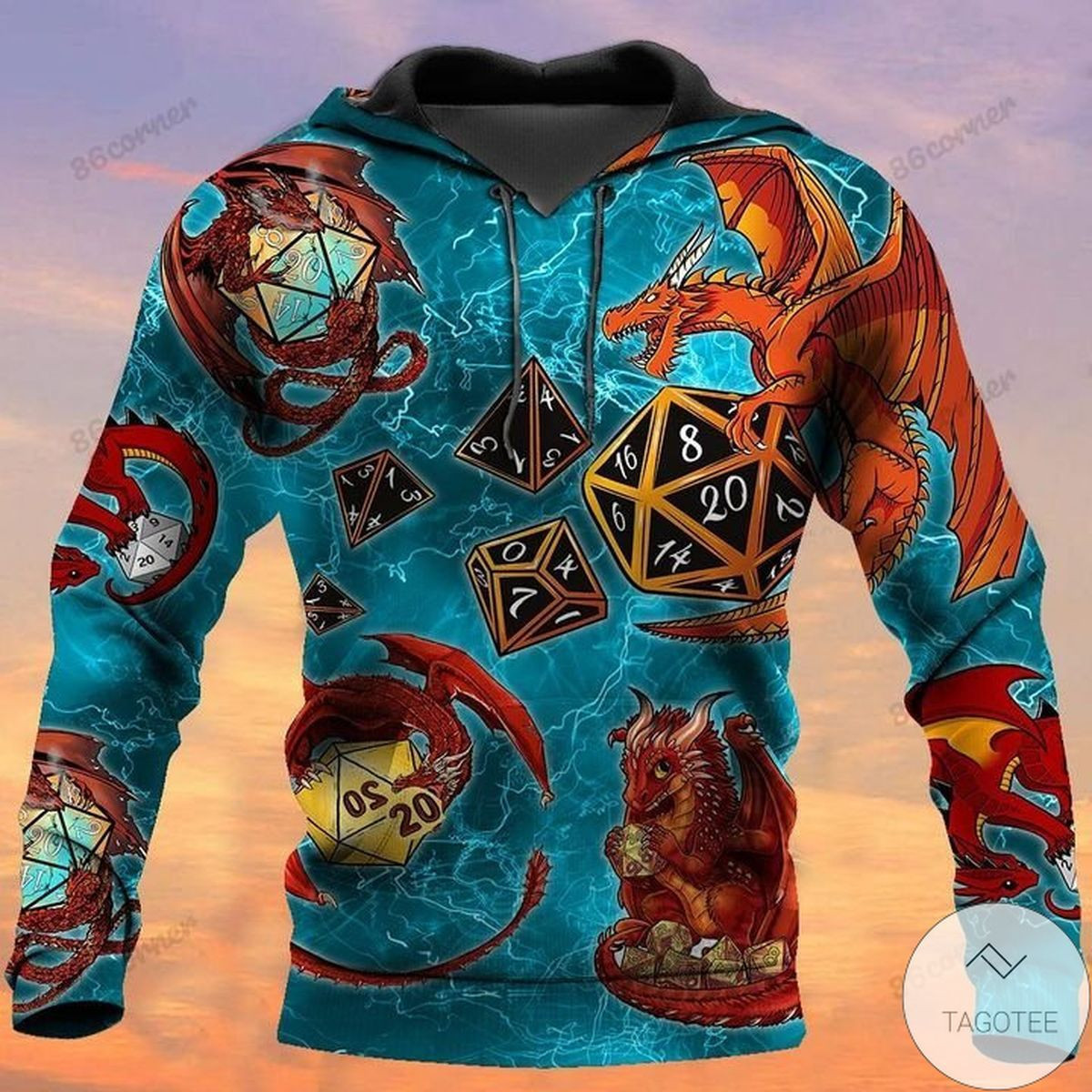 Dragons And Dungeon Dice DnD 3D All Over Print Hoodie