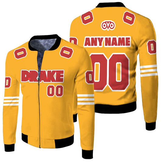 Drake Canadian Rapper Logo Gold Fleece Bomber Jacket