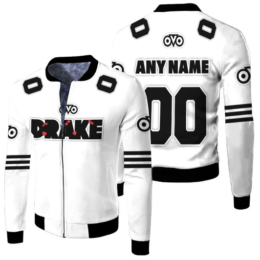 Drake Ovo Octobers Very Own Canadian Rapper Logo White Fleece Bomber Jacket