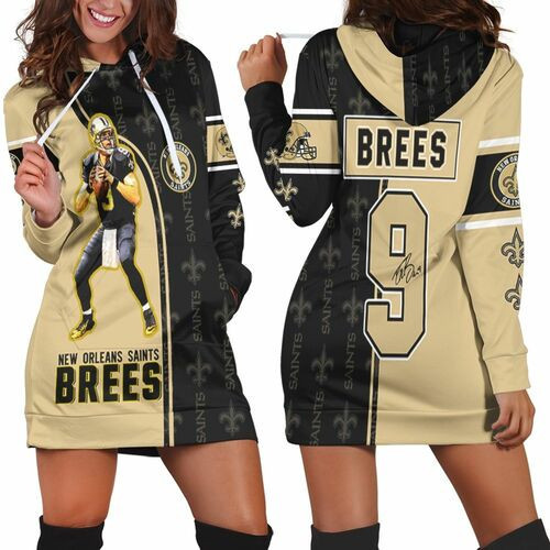 Drew Brees 9 New Orleans Saints Signature 3d Hoodie Dress Sweater Dress Sweatshirt Dress