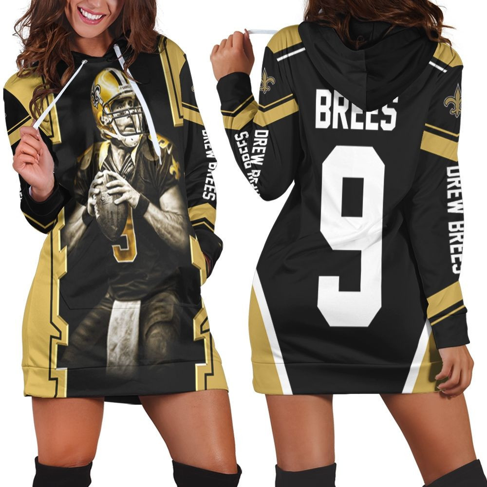 Drew Brees New Orleans Saints Black Hoodie Dress Sweater Dress Sweatshirt Dress