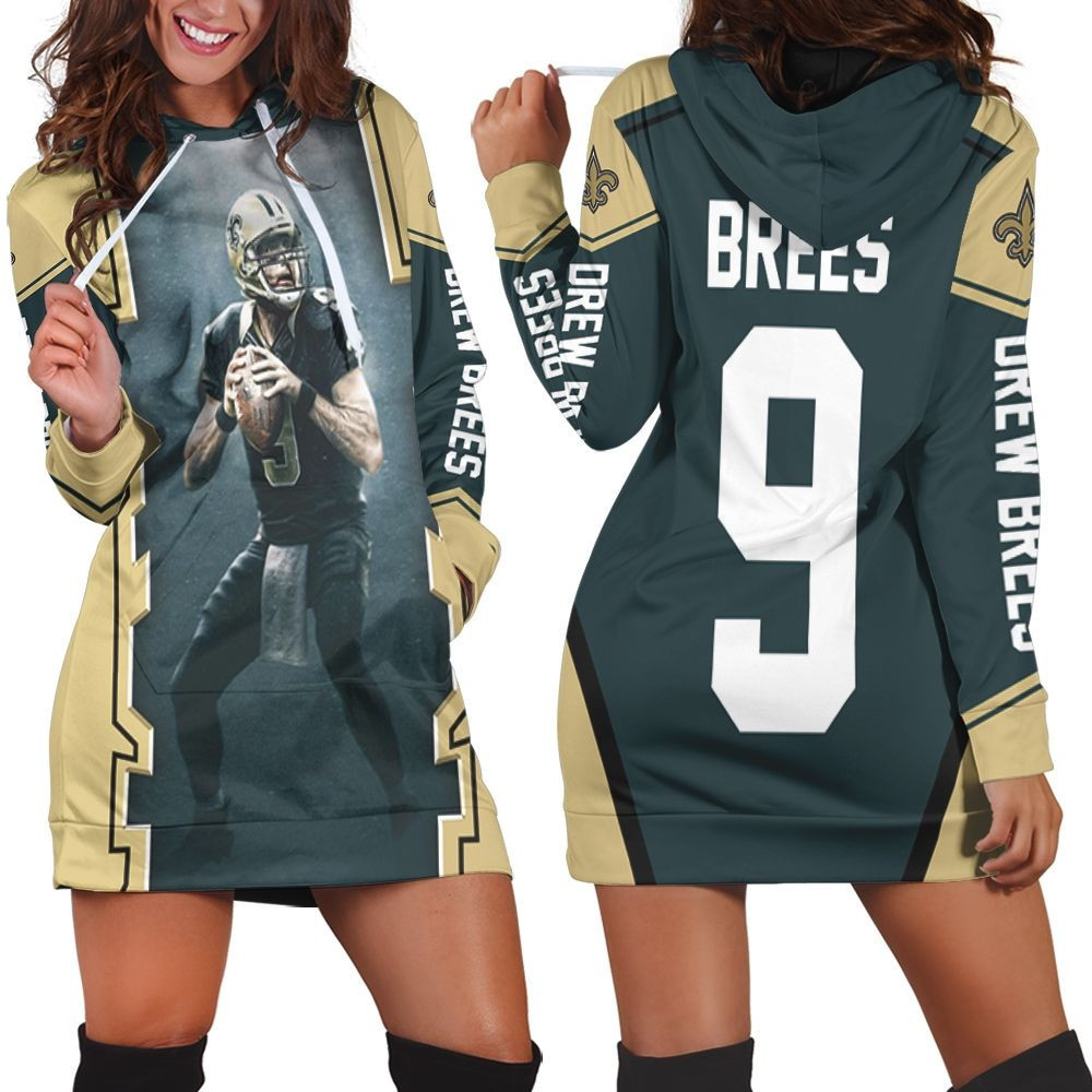 Drew Brees New Orleans Saints Dark Hoodie Dress Sweater Dress Sweatshirt Dress