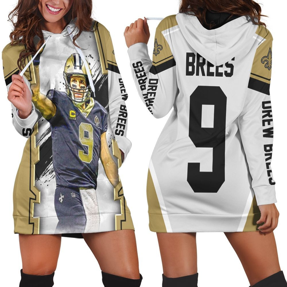 Drew Brees New Orleans Saints Oil Style Paint Background Hoodie Dress Sweater Dress Sweatshirt Dress