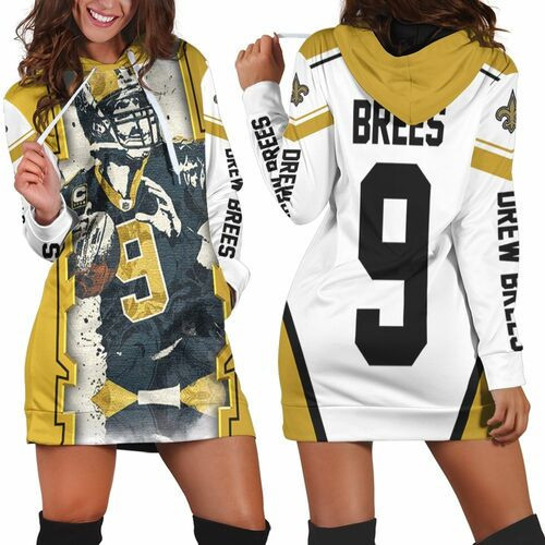 Drew Brees New Orleans Saints Paint Style Hoodie Dress Sweater Dress Sweatshirt Dress