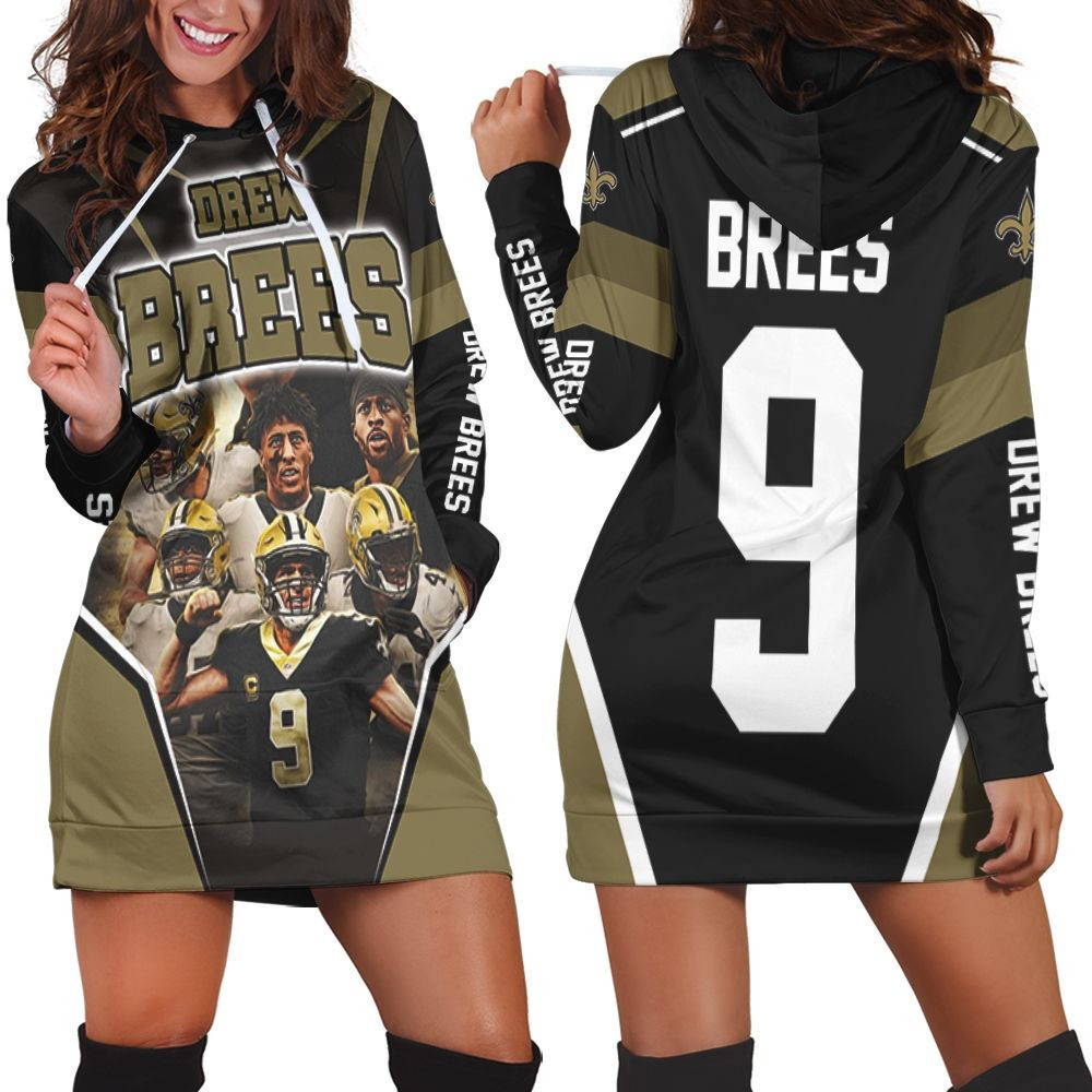 Drew Brees New Orleans Saints Team Hoodie Dress Sweater Dress Sweatshirt Dress