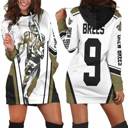 Drew Brees New Orleans Saints Watercolor Hoodie Dress Sweater Dress Sweatshirt Dress