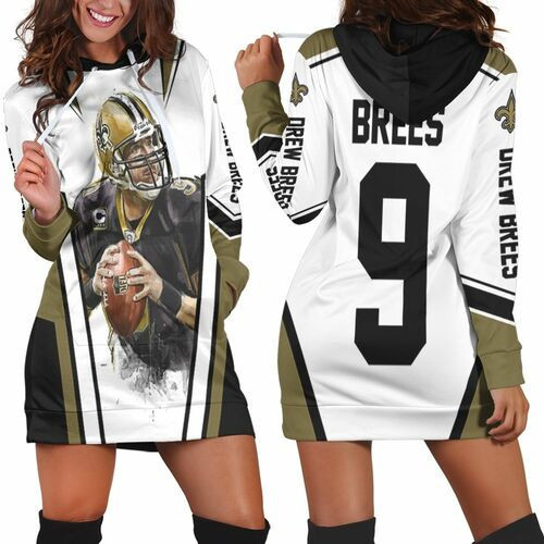 Drew Brees New Orleans Saints White Background Hoodie Dress Sweater Dress Sweatshirt Dress