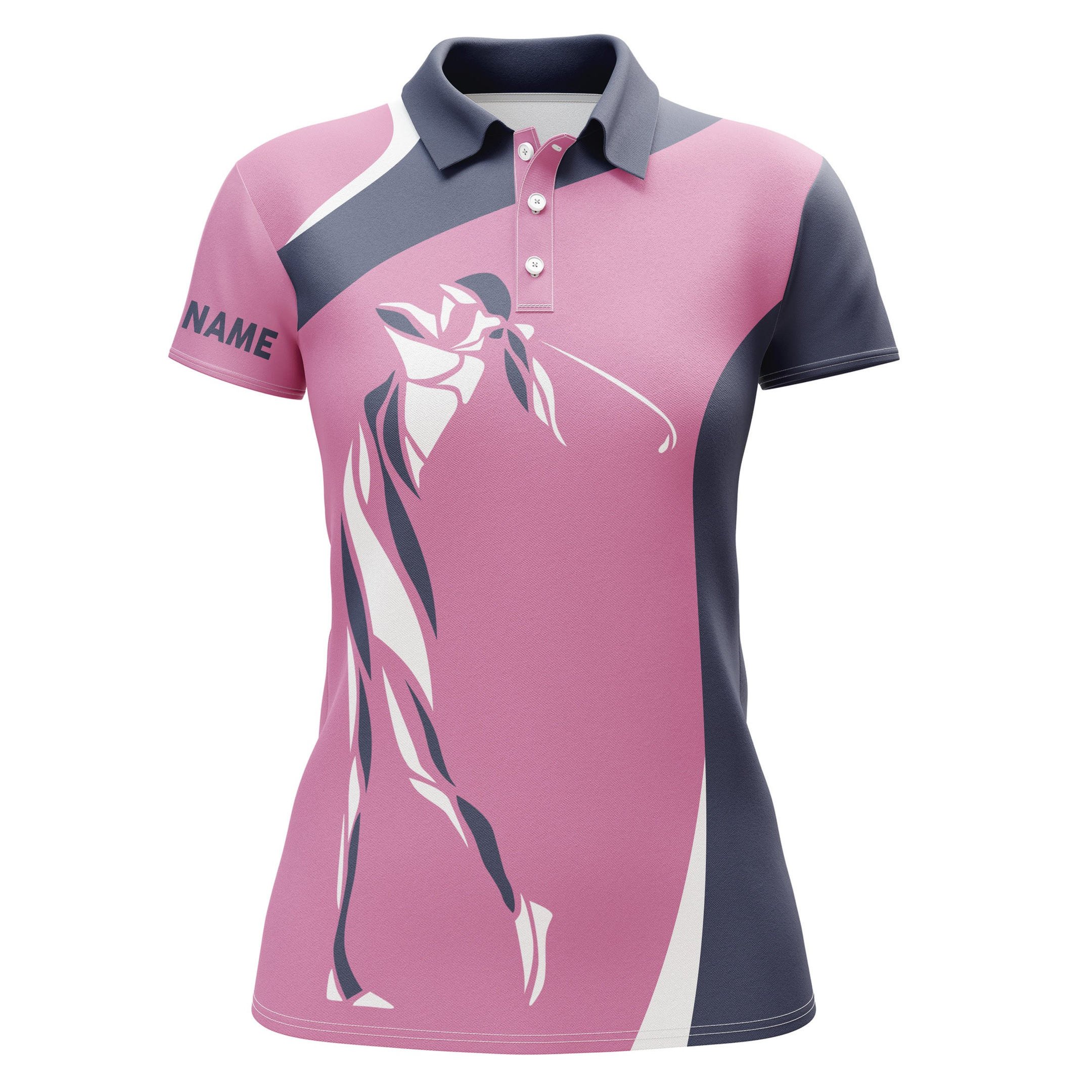Dri Fit Pink Womens Golf Polo Shirt Custom Name Golf Gifts For Women Personalized Unique Golf Gifts