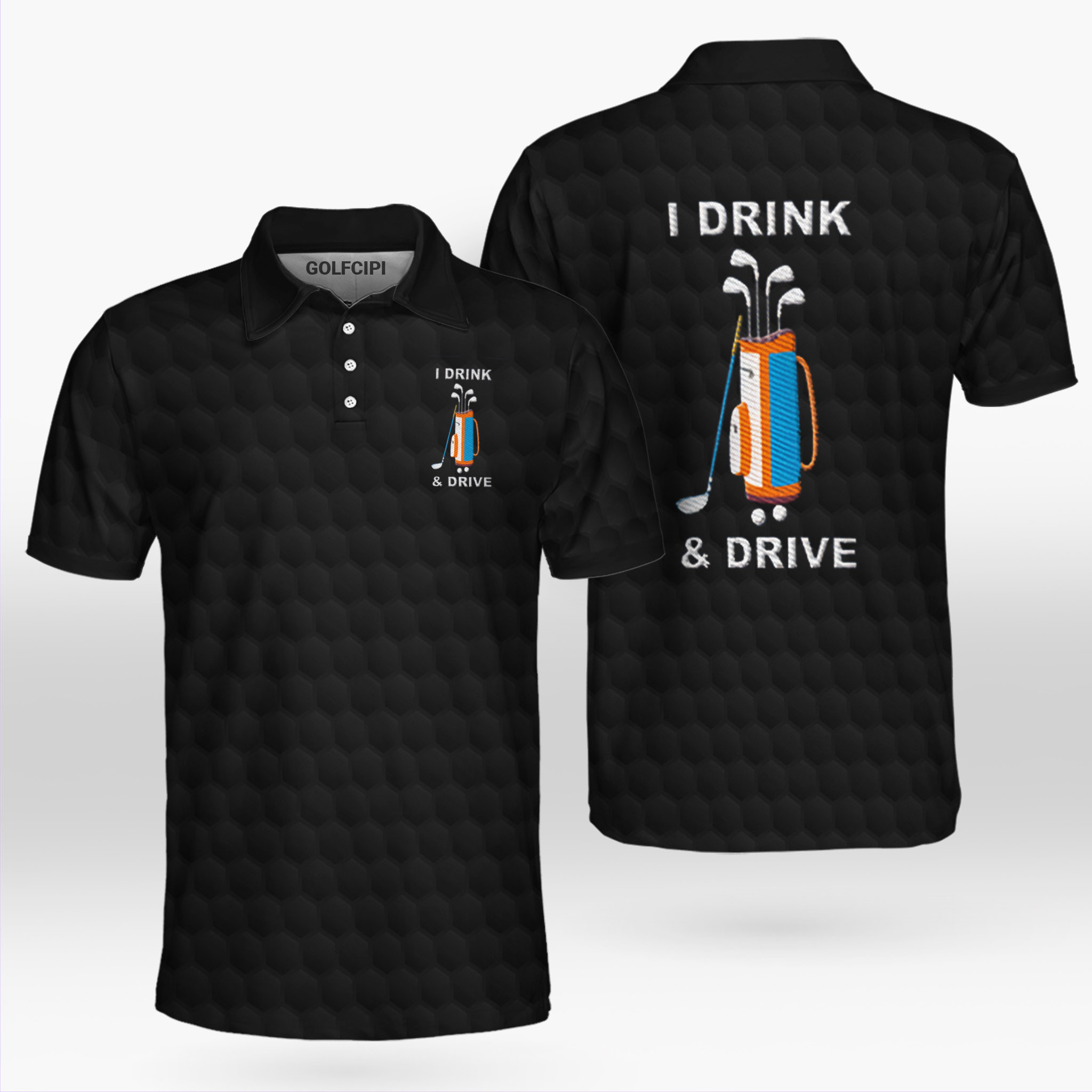 Drink And Drive Golf Clubs Black Polo Shirt Best Golf Shirts For Men