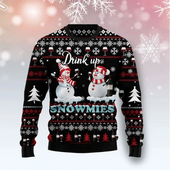 Drink Up Snowmies Ugly Christmas Sweater Ugly Sweater For Men Women