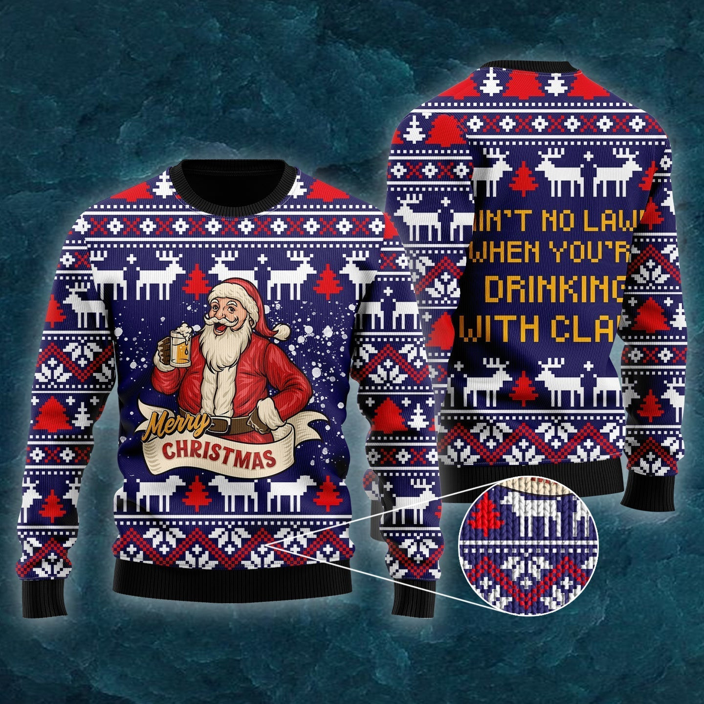 Drinking With Claus Ugly Christmas Sweater Ugly Sweater For Men Women