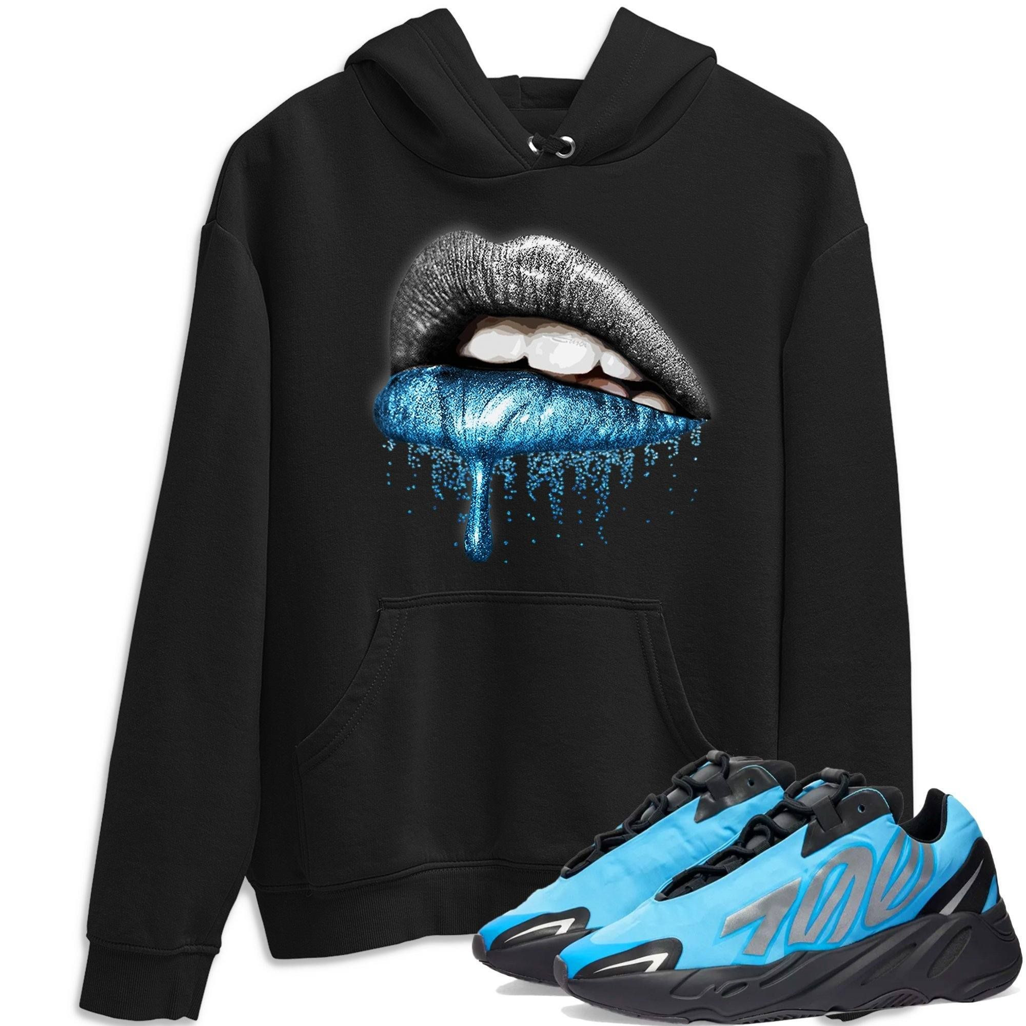 Dripping Lips Hoodie - Yeezy 700 Bright Cyan Outfit