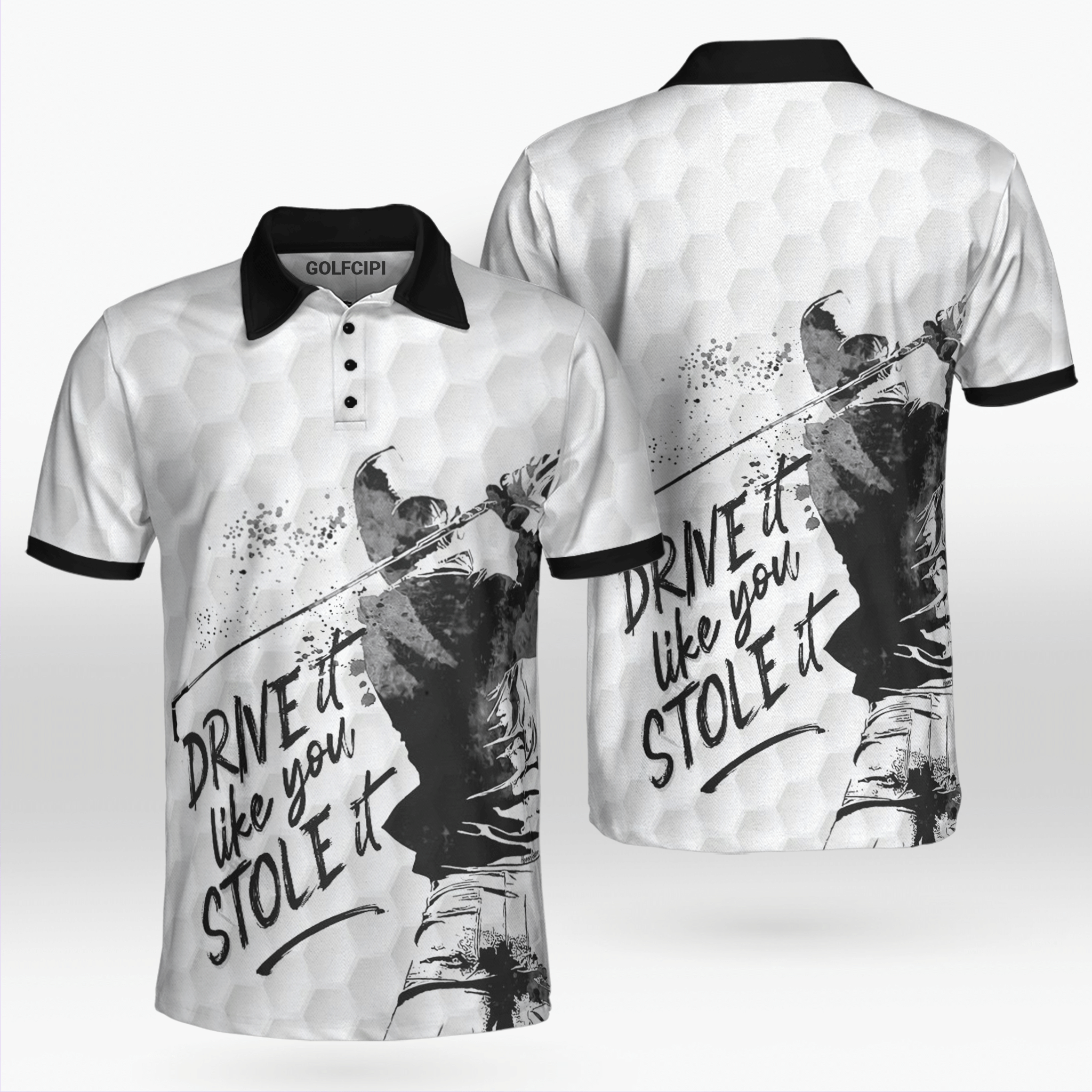 Drive It Like You Stole It Golf Black Polo Shirt Best Golf Shirts For Men