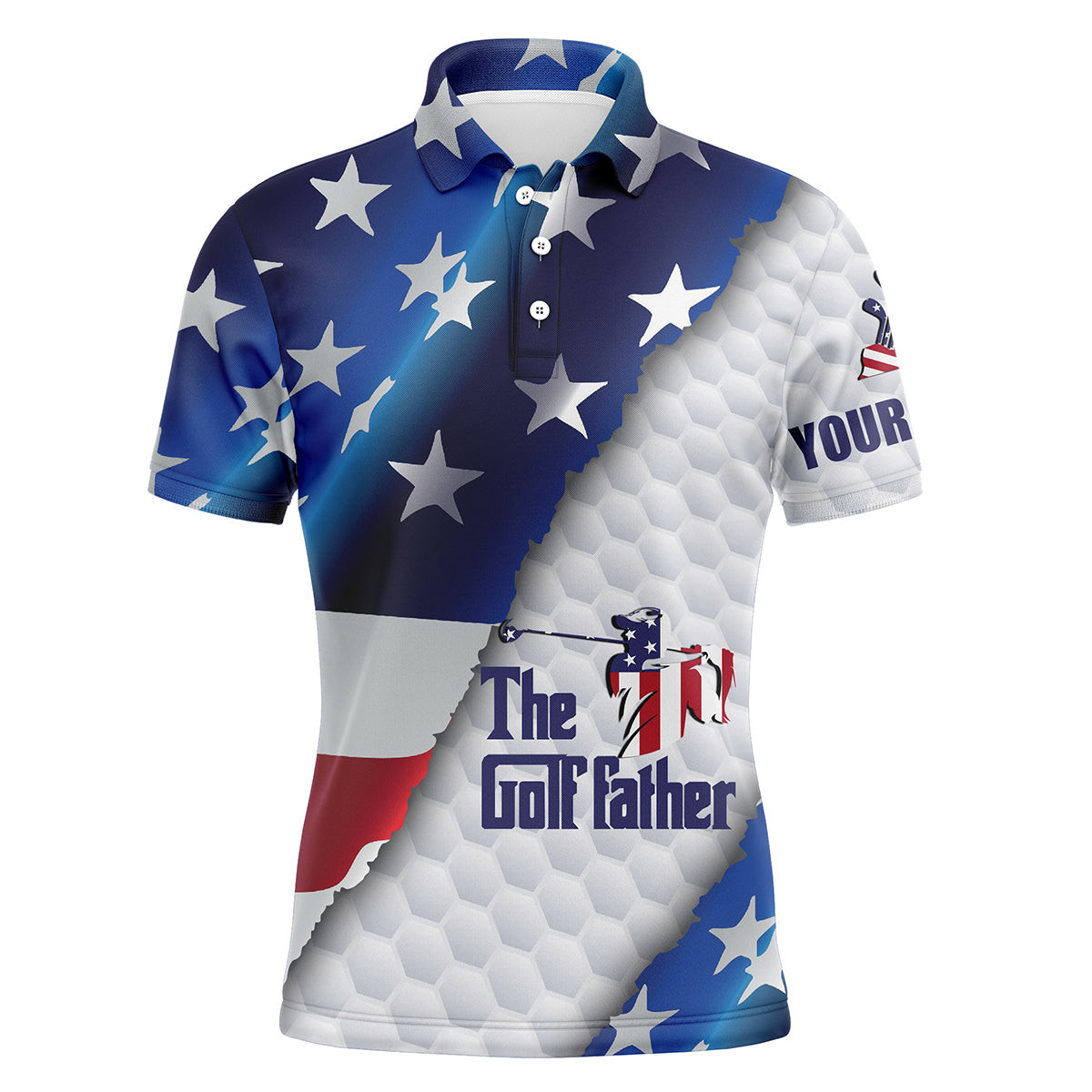 Dry-Fit Golf Polo Shirts Personalized The Golf Father American Flag Patriotic Gifts For Golf Lovers