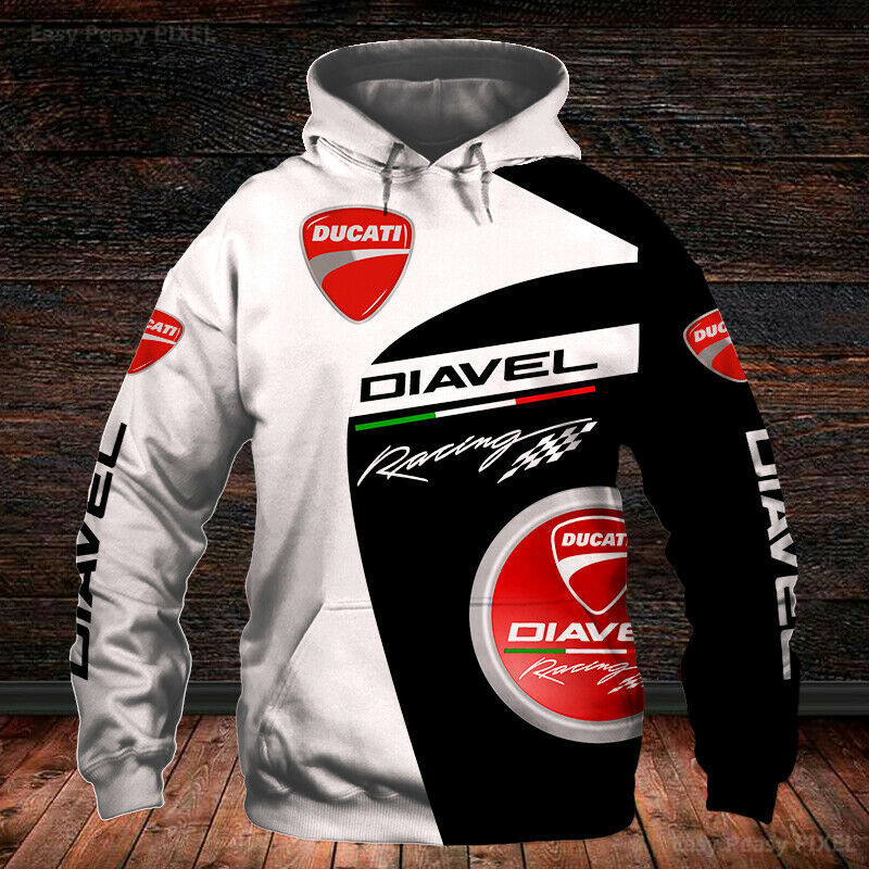 Ducati Diavel Racing Black  White Hoodie