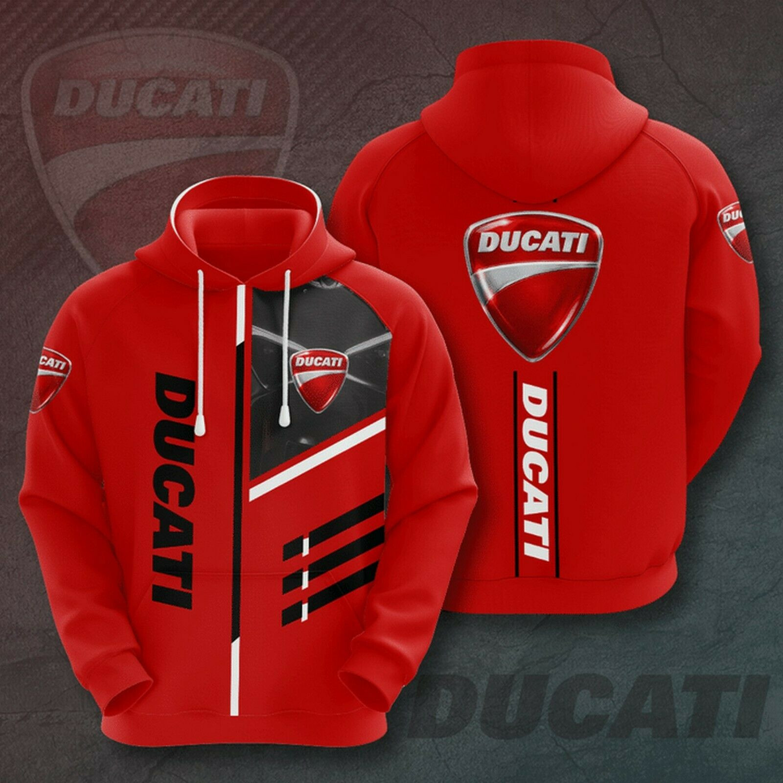 Ducati Logo Red Hoodie 3D All Over Print New Year 2022