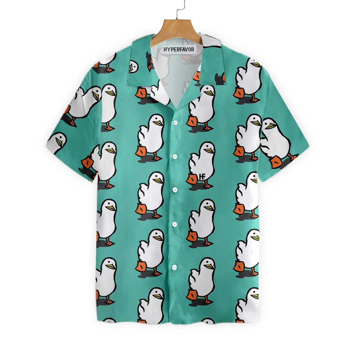 Ducks In Tiffany Blue Hawaiian Shirt