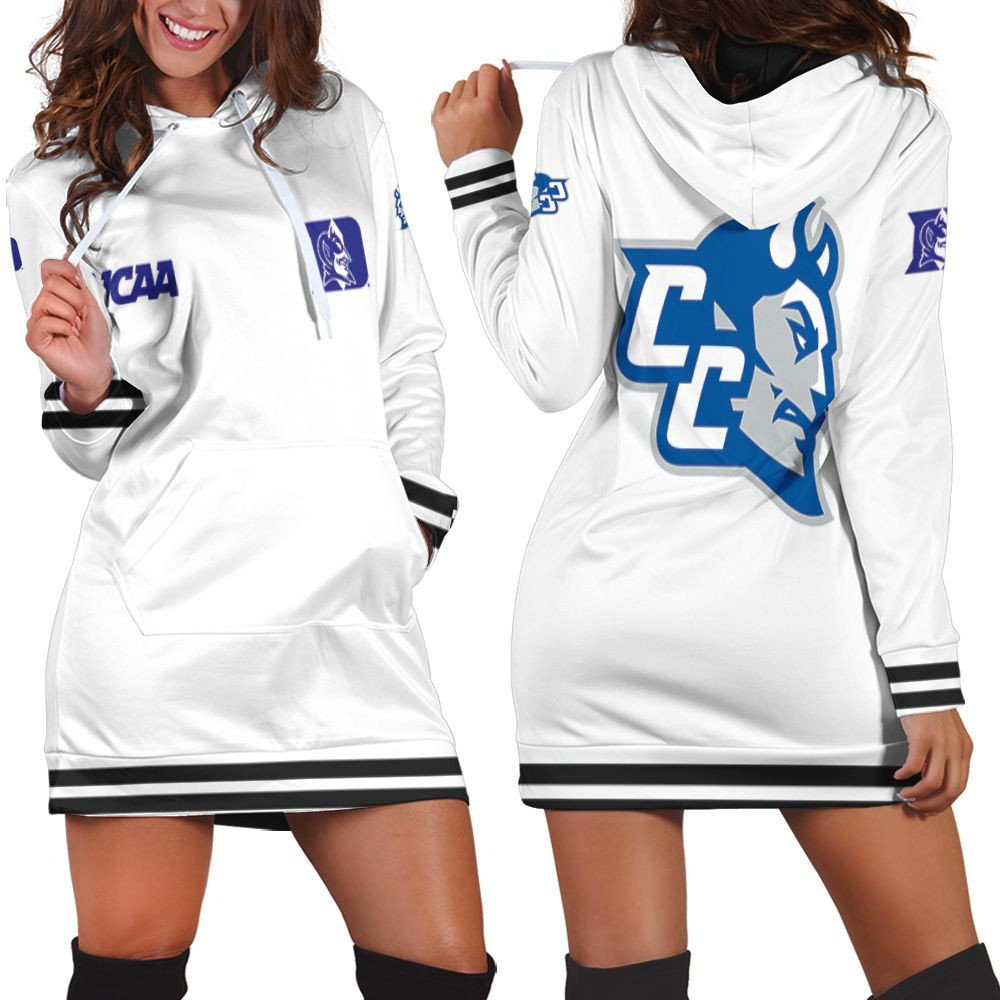 Duke Blue Devils Ncaa Classic White With Mascot Logo Gift For Duke Blue Devils Fans Hoodie Dress Sweater Dress Sweatshirt Dress