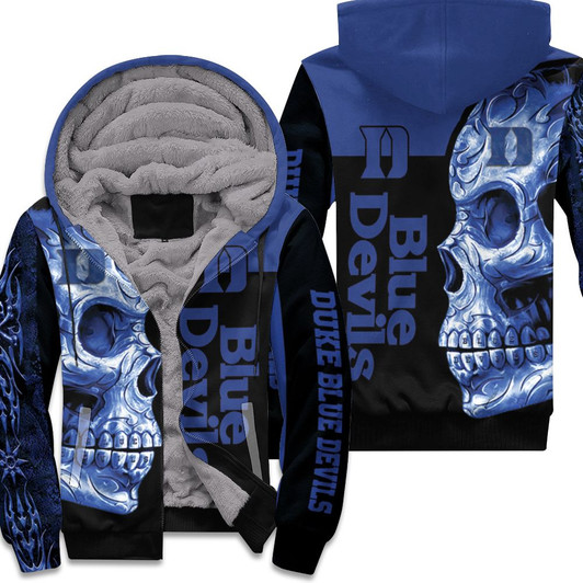 Duke Blue Devils Ncaa Skull 3D Fleece Hoodie