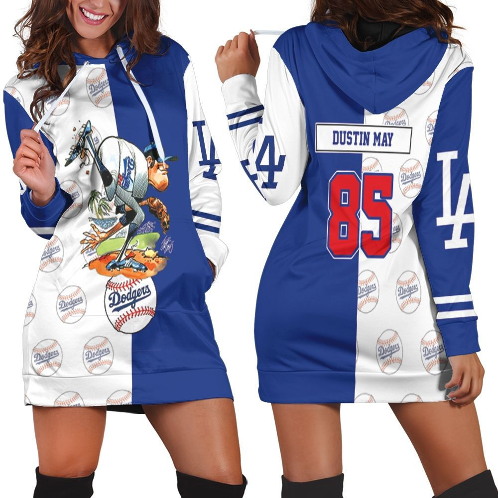 Dustin May 85 La Dodgers Hoodie Dress Sweater Dress Sweatshirt Dress