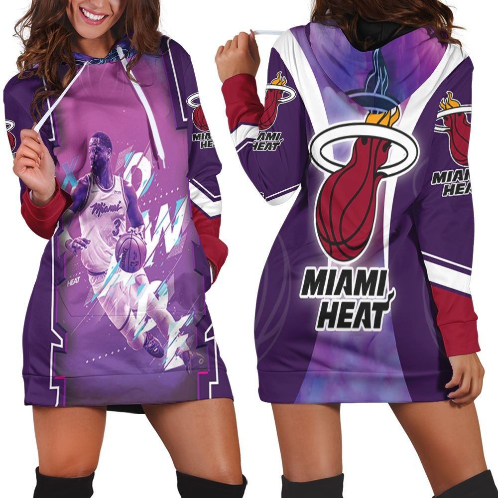 Dwyane Wade 3 Miami Heat Legend Vice Background For Fan Hoodie Dress Sweater Dress Sweatshirt Dress