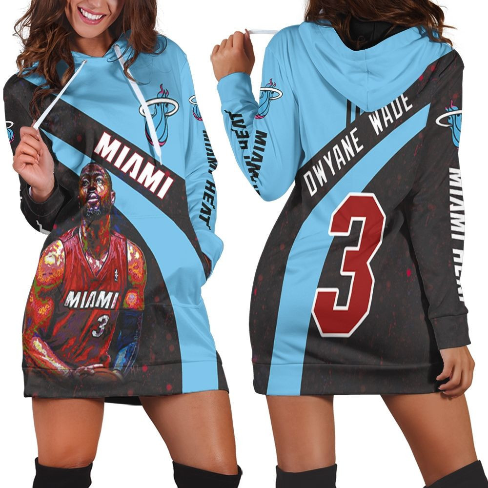 Dwyane Wade 3 Miami Heat Oil Paint Art Legend For Fan Hoodie Dress Sweater Dress Sweatshirt Dress