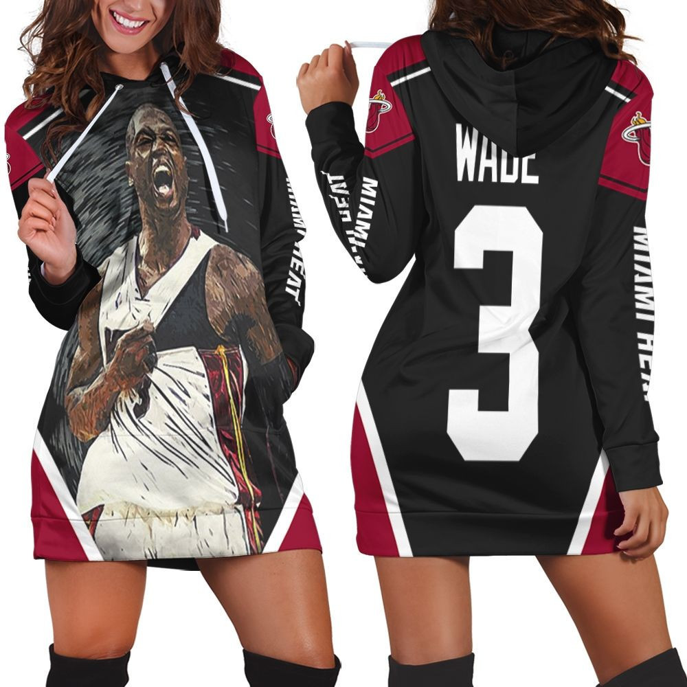 Dwyane Wade 3 Miami Heat Strong Warrior Legend Player For Fan Hoodie Dress Sweater Dress Sweatshirt Dress