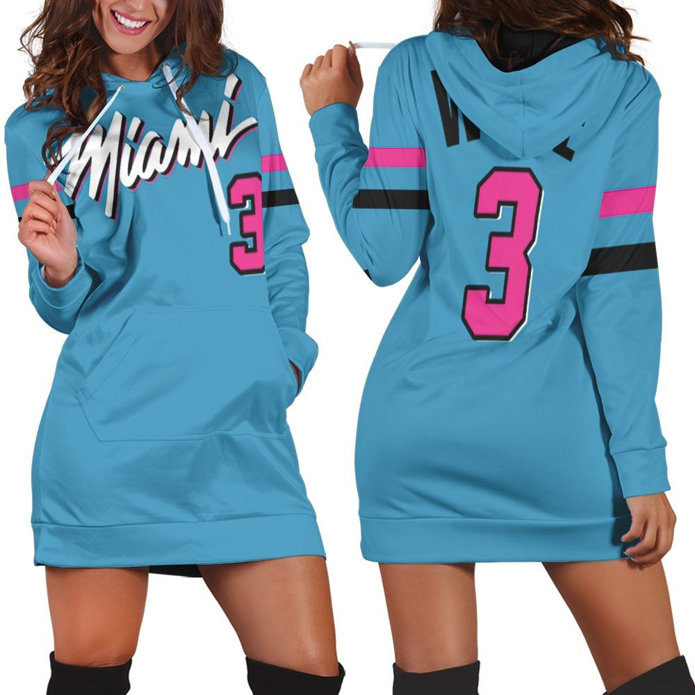 Dwyane Wade Heat 2020 Blue City Edition Jersey Inspired Hoodie Dress Sweater Dress Sweatshirt Dress