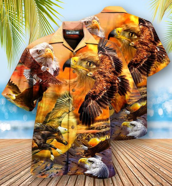 Eagle Flying In The Sunset Sky Edition - Hawaiian Shirt - Hawaiian Shirt For Men