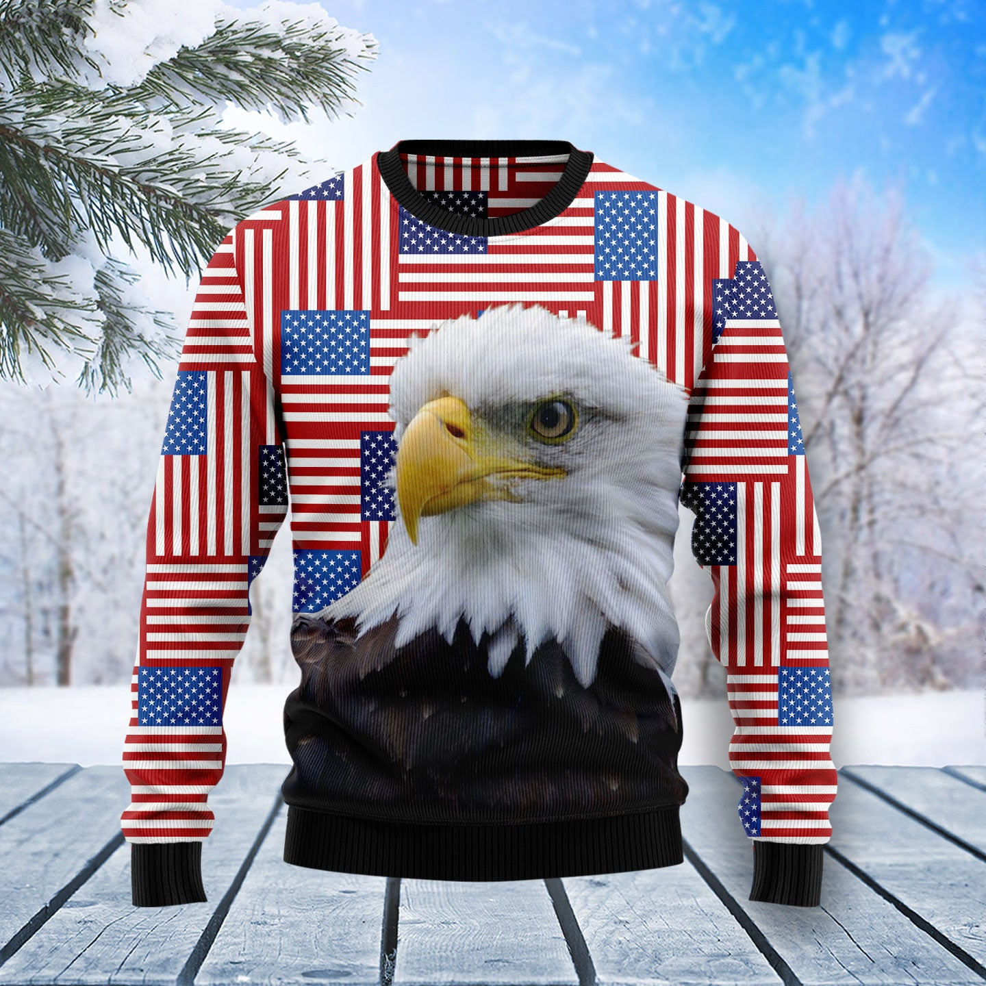 Eagle USA Flag Ugly Christmas Sweater