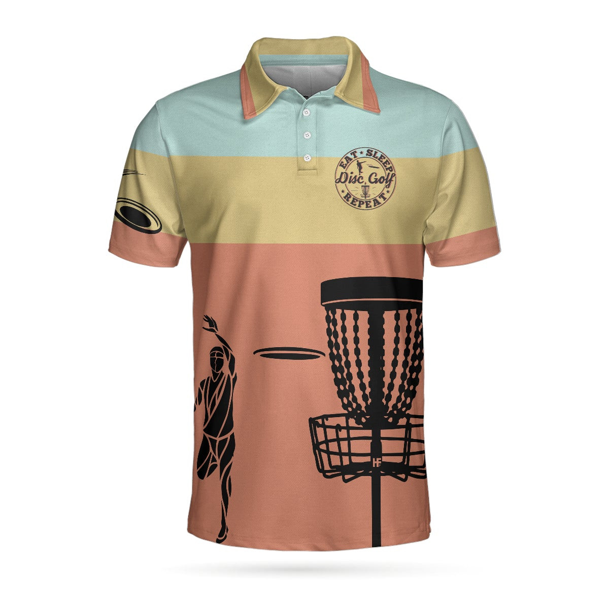 Eat Sleep Disc Golf Repeat Polo Shirt Vintage Palette Sporty Polo Shirt Best Disc Golf Shirt For Men